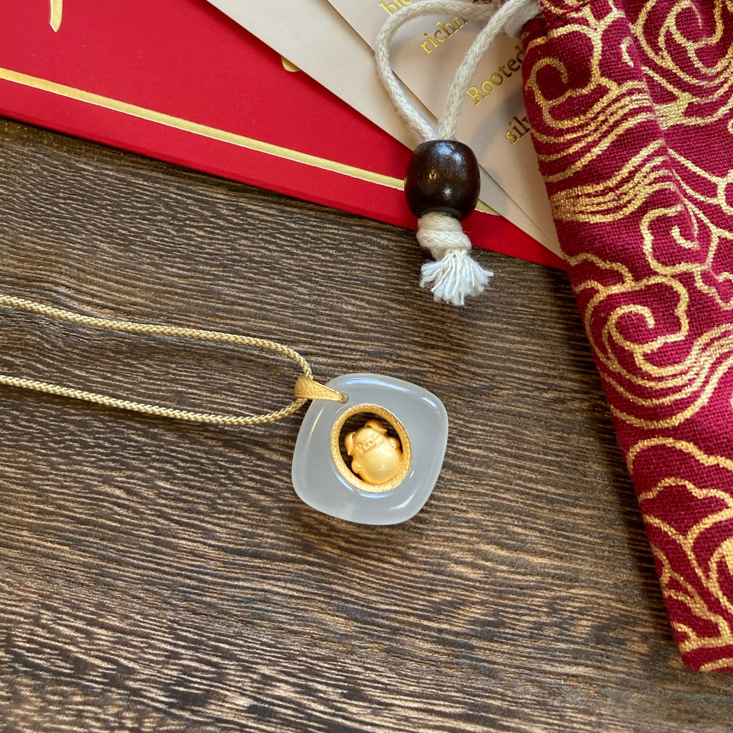 White Jade Birth Animal Necklace – Gold Plated Sterling Silver Zodiac Pendant – Discover Your True Self