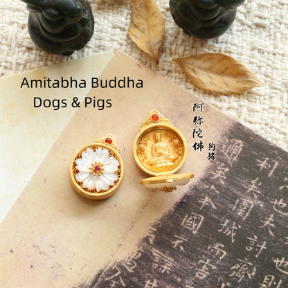 Gau Box Zodiac Guardian Pendant | Handmade Natural Shell Copper Gold Plated | Adjustable Rope Necklace
