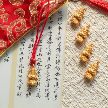 Original Design Copper Gold-Plated 3D Wealth God Cai Shen Pendant