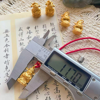 Original Design Copper Gold-Plated 3D Wealth God Cai Shen Pendant