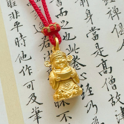 Original Design Copper Gold-Plated 3D Wealth God Cai Shen Pendant
