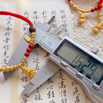 Original Design Hand-Woven Copper Gold-Plated Wealth God Cai Shen Bracelet