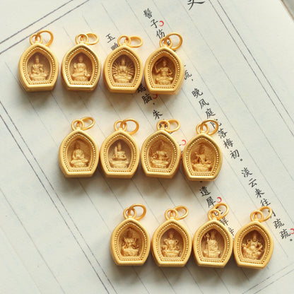 Original Design 925 Sterling Silver Gold-Plated Glass Gau Box Eastern Guardian Pendant