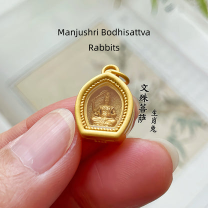 Original Design 925 Sterling Silver Gold-Plated Glass Gau Box Eastern Guardian Pendant
