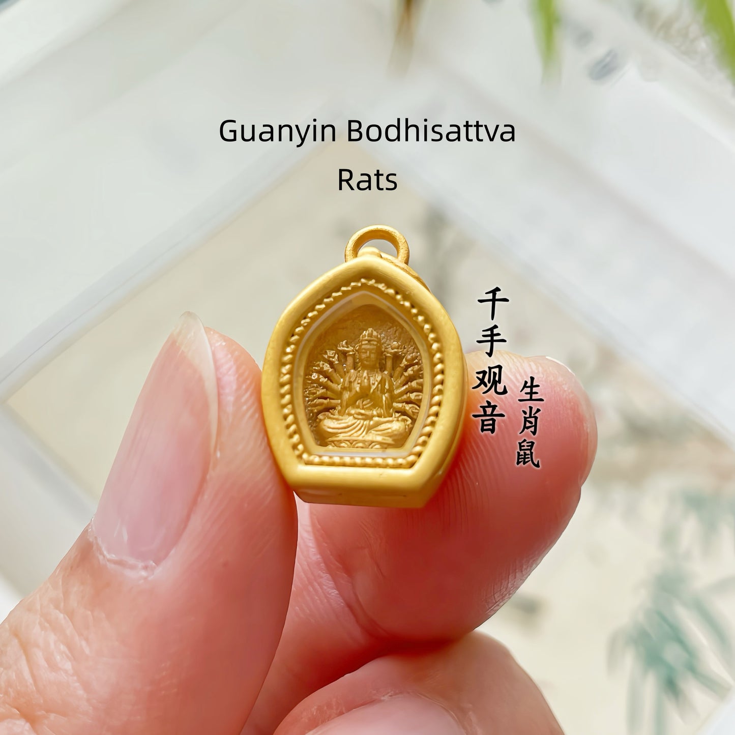 Original Design 925 Sterling Silver Gold-Plated Glass Gau Box Eastern Guardian Pendant