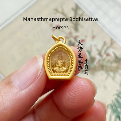 Original Design 925 Sterling Silver Gold-Plated Glass Gau Box Eastern Guardian Pendant