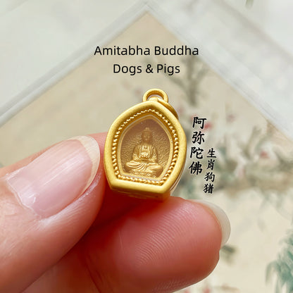 Original Design 925 Sterling Silver Gold-Plated Glass Gau Box Eastern Guardian Pendant