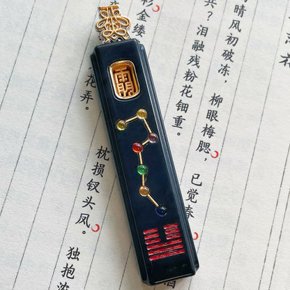 Original Design Natural Jade 925 Sterling Silver Gold-Plated Big Dipper Bagua Tai Hexagram Pendant