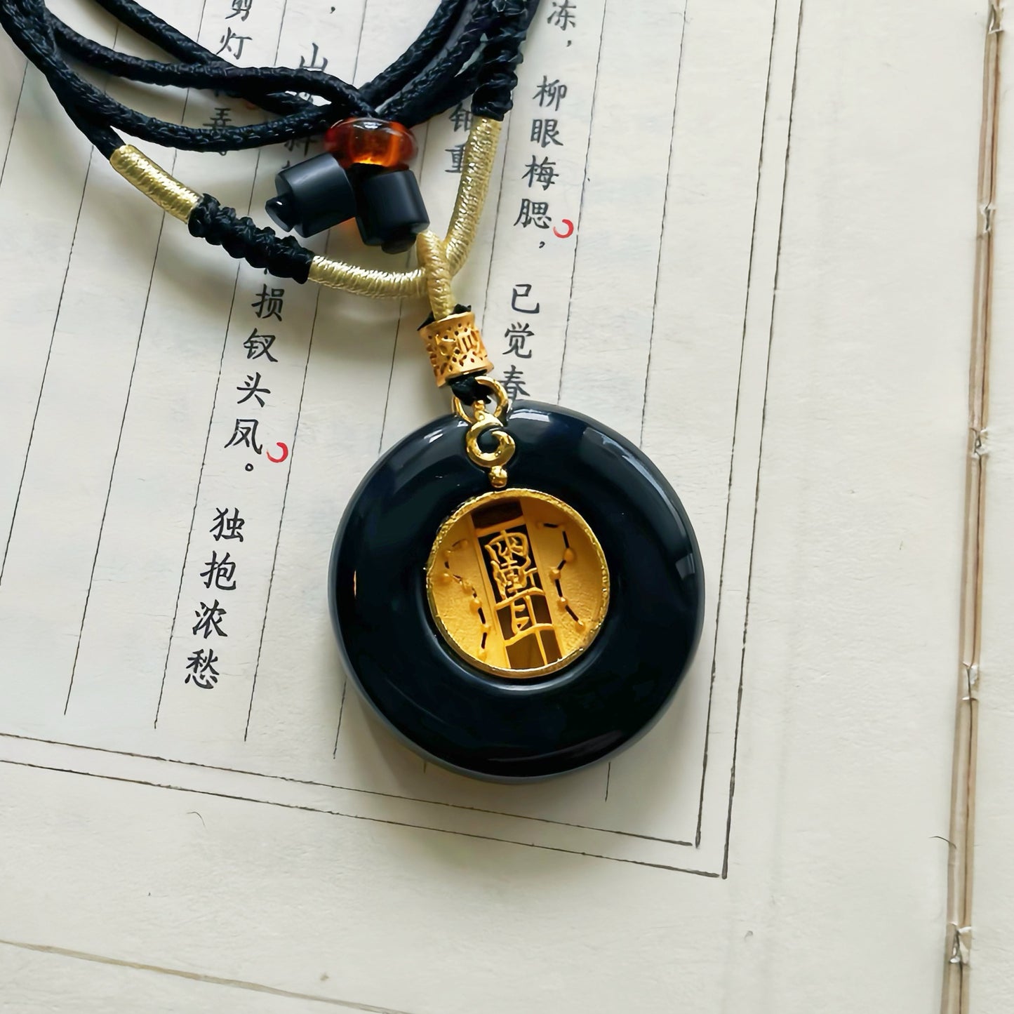 Original Design Hand-Polished Natural Jade 925 Sterling Silver Gold-Plated Chinese Peace Knot Pendant