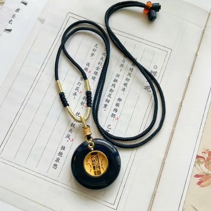Original Design Hand-Polished Natural Jade 925 Sterling Silver Gold-Plated Chinese Peace Knot Pendant