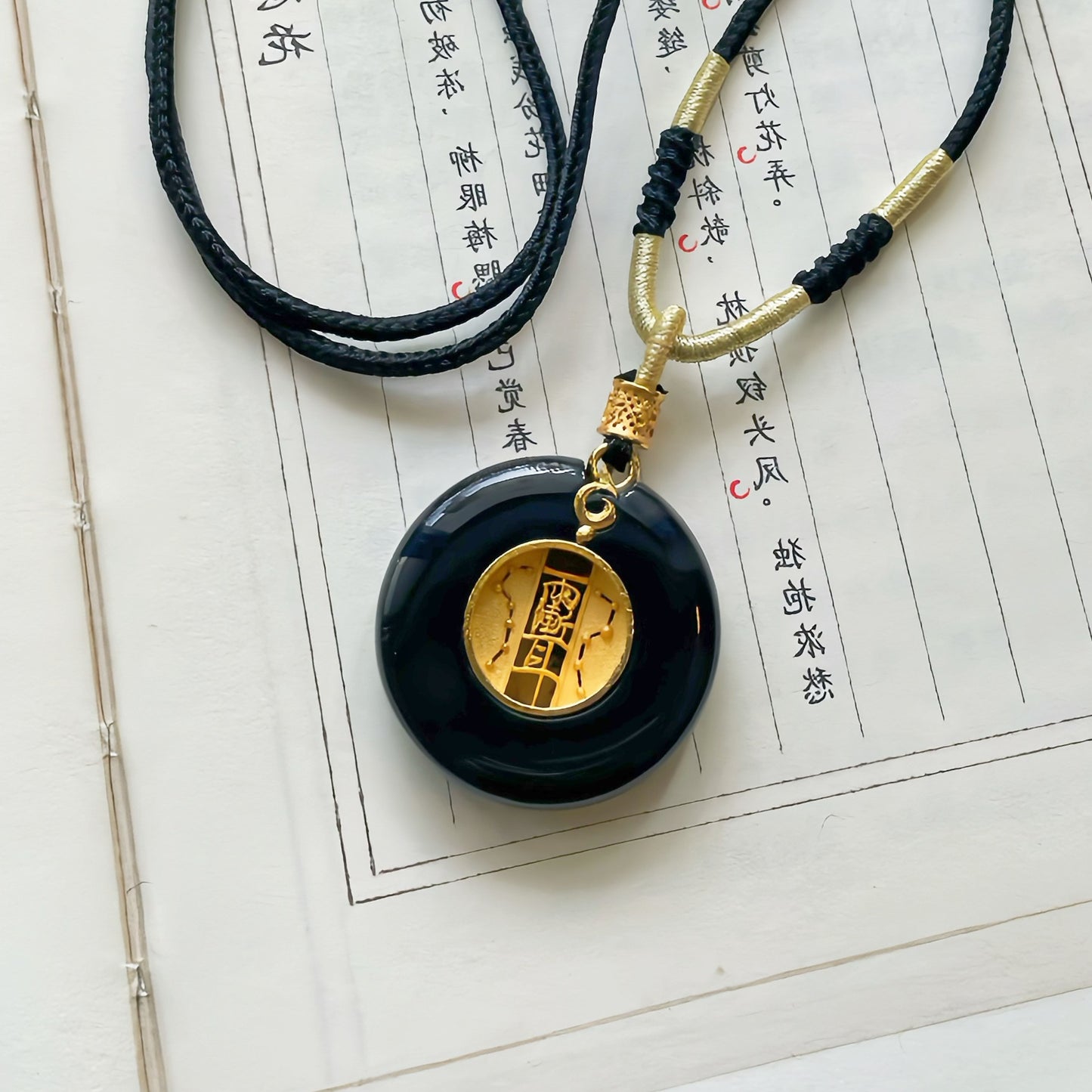Original Design Hand-Polished Natural Jade 925 Sterling Silver Gold-Plated Chinese Peace Knot Pendant