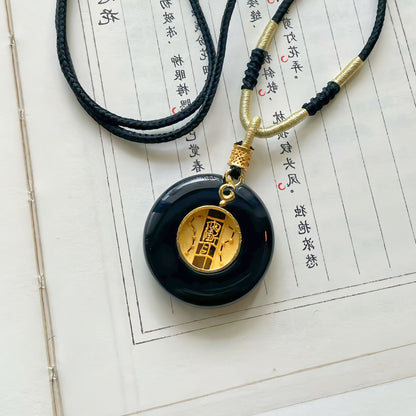 Original Design Hand-Polished Natural Jade 925 Sterling Silver Gold-Plated Chinese Peace Knot Pendant