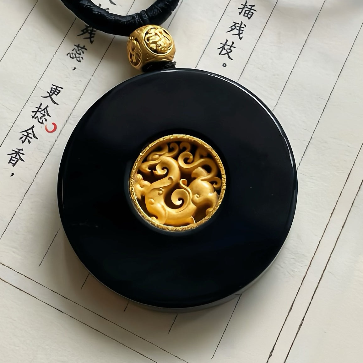 Handmade Natural Jade Antique Dragon-Shaped Peace Pendant