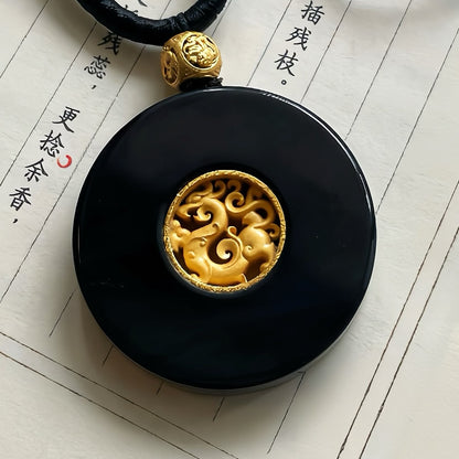 Handmade Natural Jade Antique Dragon-Shaped Peace Pendant