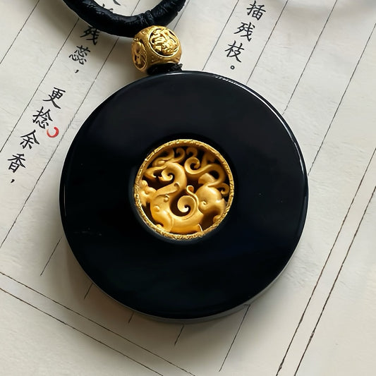 Handmade Natural Jade Antique Dragon-Shaped Peace Pendant