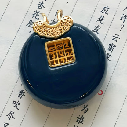 Original Design Natural Jade 925 Sterling Silver Hollow-Out Tibetan Nine-Square Grid Pendant