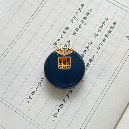 Original Design Natural Jade 925 Sterling Silver Hollow-Out Tibetan Nine-Square Grid Pendant