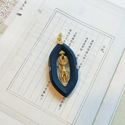 Original Design Natural Jade 925 Sterling Silver Hollow-Out Rotating Vajra Pendant