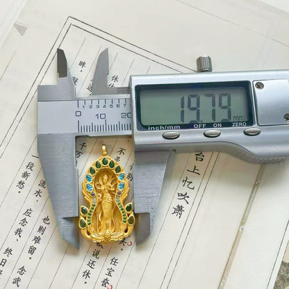 Original Design 925 Sterling Silver Gold-Plated Movable Oriental Goddess Jiutian Xuannv Pendant
