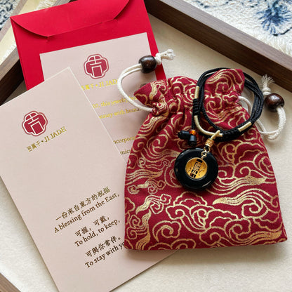 Original Design Hand-Polished Natural Jade 925 Sterling Silver Gold-Plated Chinese Peace Knot Pendant