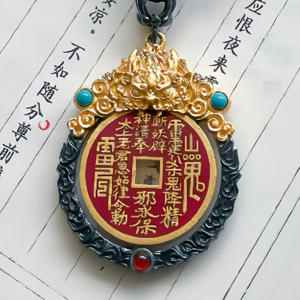 Copper Shan Gui Coin Pendant | Prosperity Charm, Feng Shui Jewelry (Adjustable Cord)