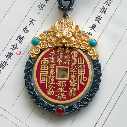Copper Shan Gui Coin Pendant | Prosperity Charm, Feng Shui Jewelry (Adjustable Cord)