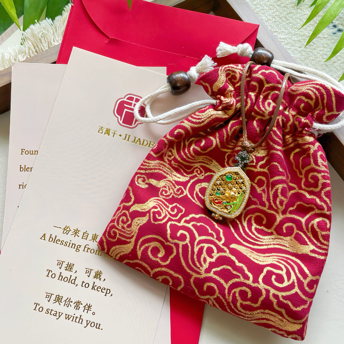 Original Handcrafted Gilded Silver Ganshan Box Pendant with Enamel Lotus & Koi Design · Eastern Protector Talisman