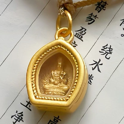 Original Design 925 Sterling Silver Gold-Plated Glass Gau Box Eastern Guardian Pendant