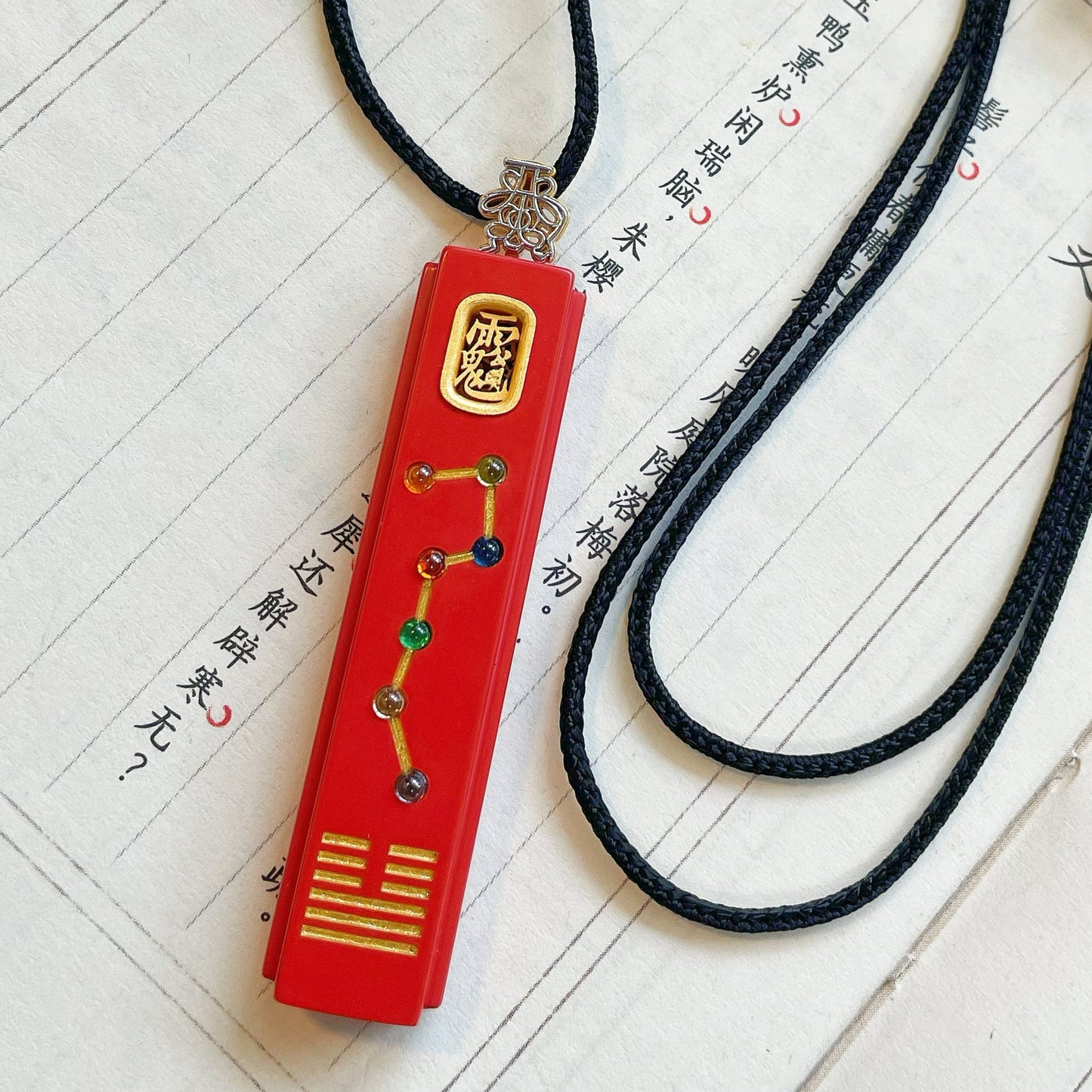 Big Dipper Feng Shui Pendant, Gold Plated 925 Sterling Silver Necklace, Chinese Inspired Jewelry