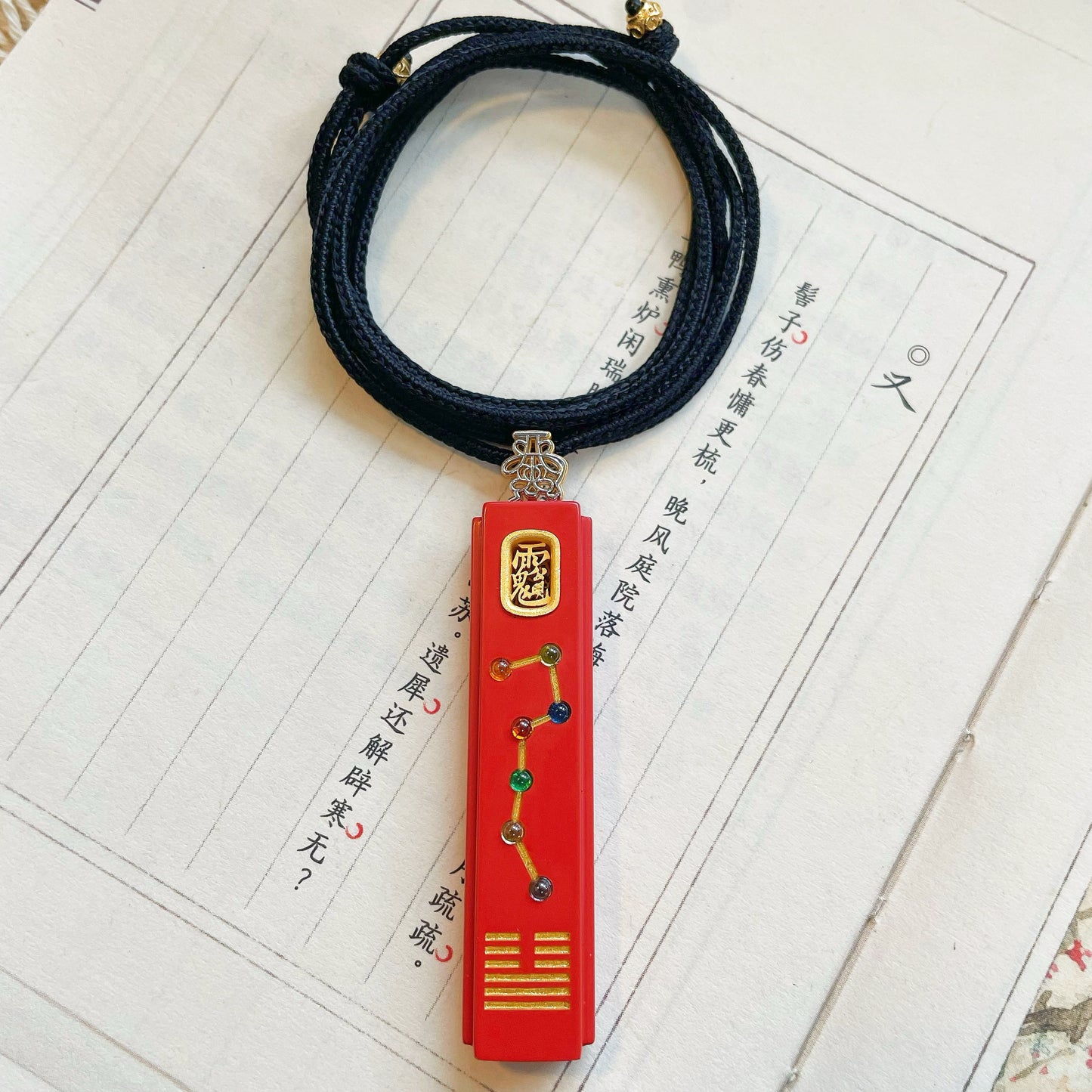 Big Dipper Feng Shui Pendant, Gold Plated 925 Sterling Silver Necklace, Chinese Inspired Jewelry