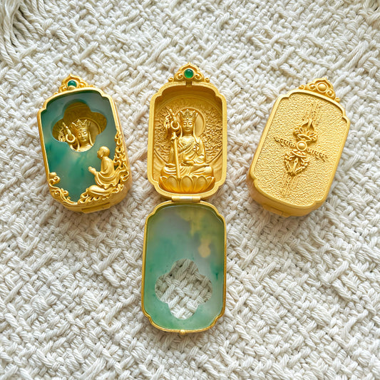 Personalized Guardian Pendant – 925 Silver Green Jade Locket – Four Leaf Clover Good Luck Charm – Custom Zodiac Gift for Her Him