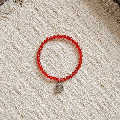 Red Agate Healing Bracelet – Sterling Silver Gold Plated Zodiac Guardian – Personalized Good Luck Charm