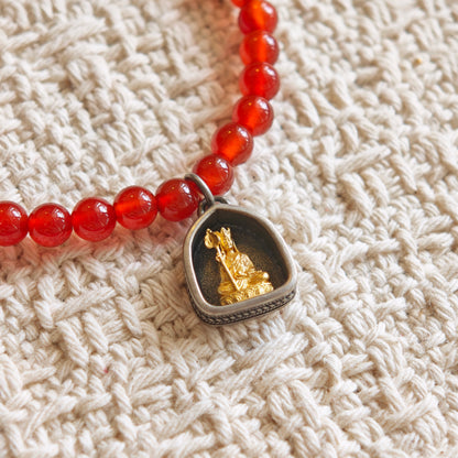Red Agate Healing Bracelet – Sterling Silver Gold Plated Zodiac Guardian – Personalized Good Luck Charm