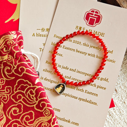 Red Agate Healing Bracelet – Sterling Silver Gold Plated Zodiac Guardian – Personalized Good Luck Charm
