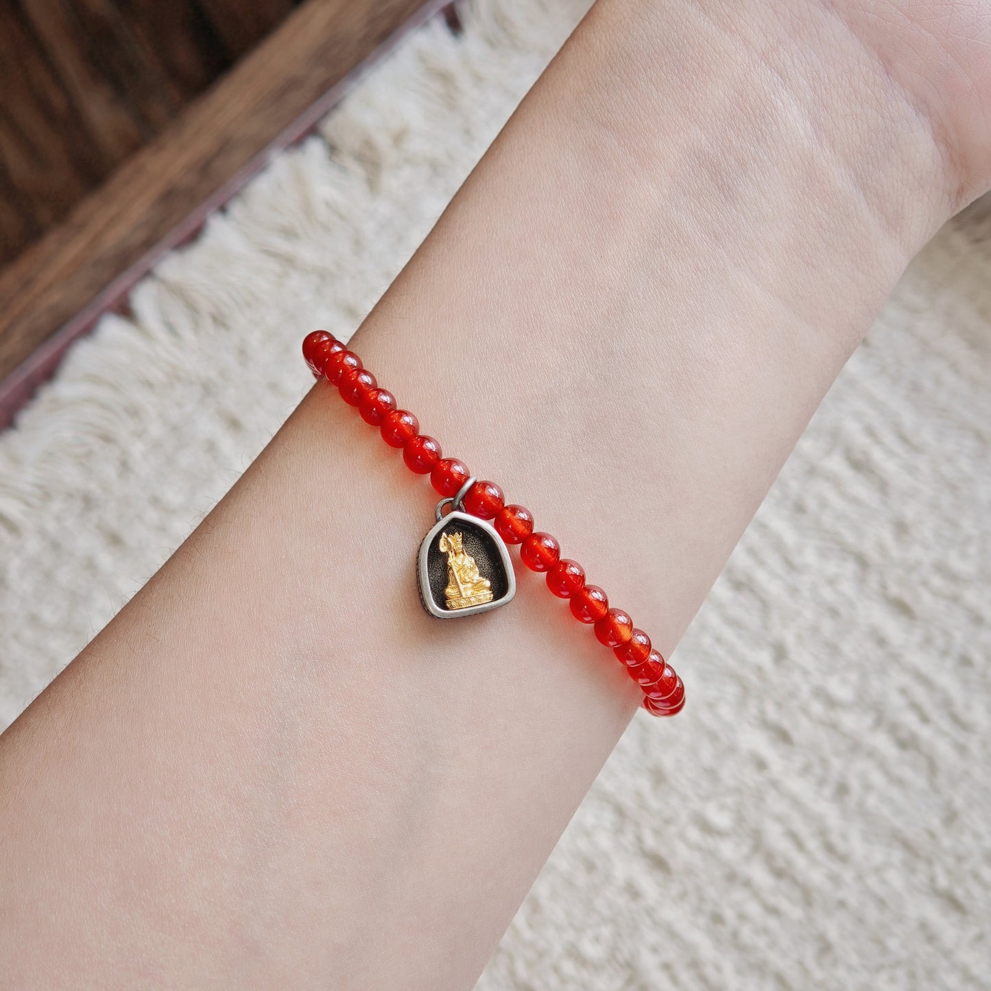 Red Agate Healing Bracelet – Sterling Silver Gold Plated Zodiac Guardian – Personalized Good Luck Charm
