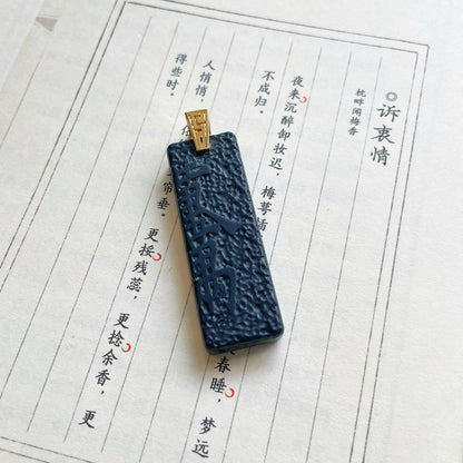 Original Handcrafted Metal-Inlay Natural Jade 925 Sterling Silver Gold-Plated "Golden Wealth" Pendant