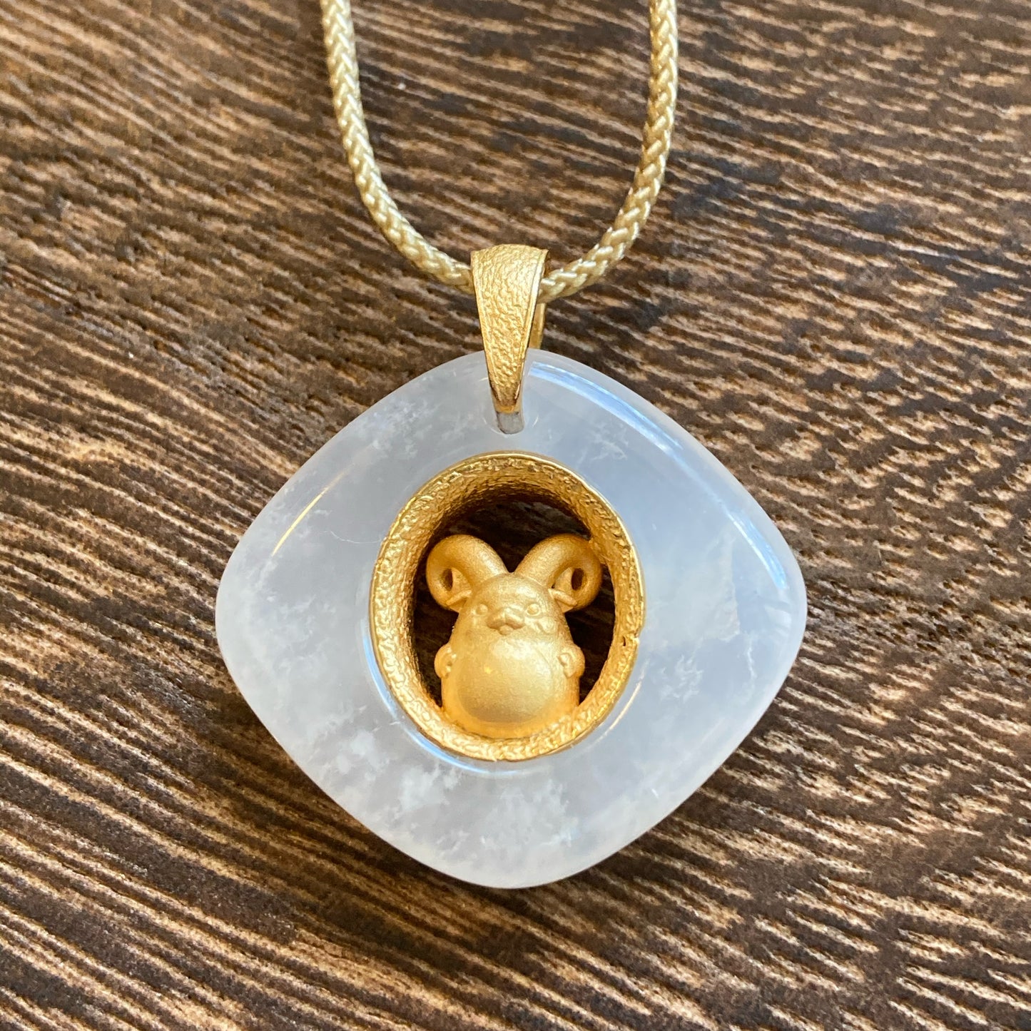 White Jade Birth Animal Necklace – Gold Plated Sterling Silver Zodiac Pendant – Discover Your True Self