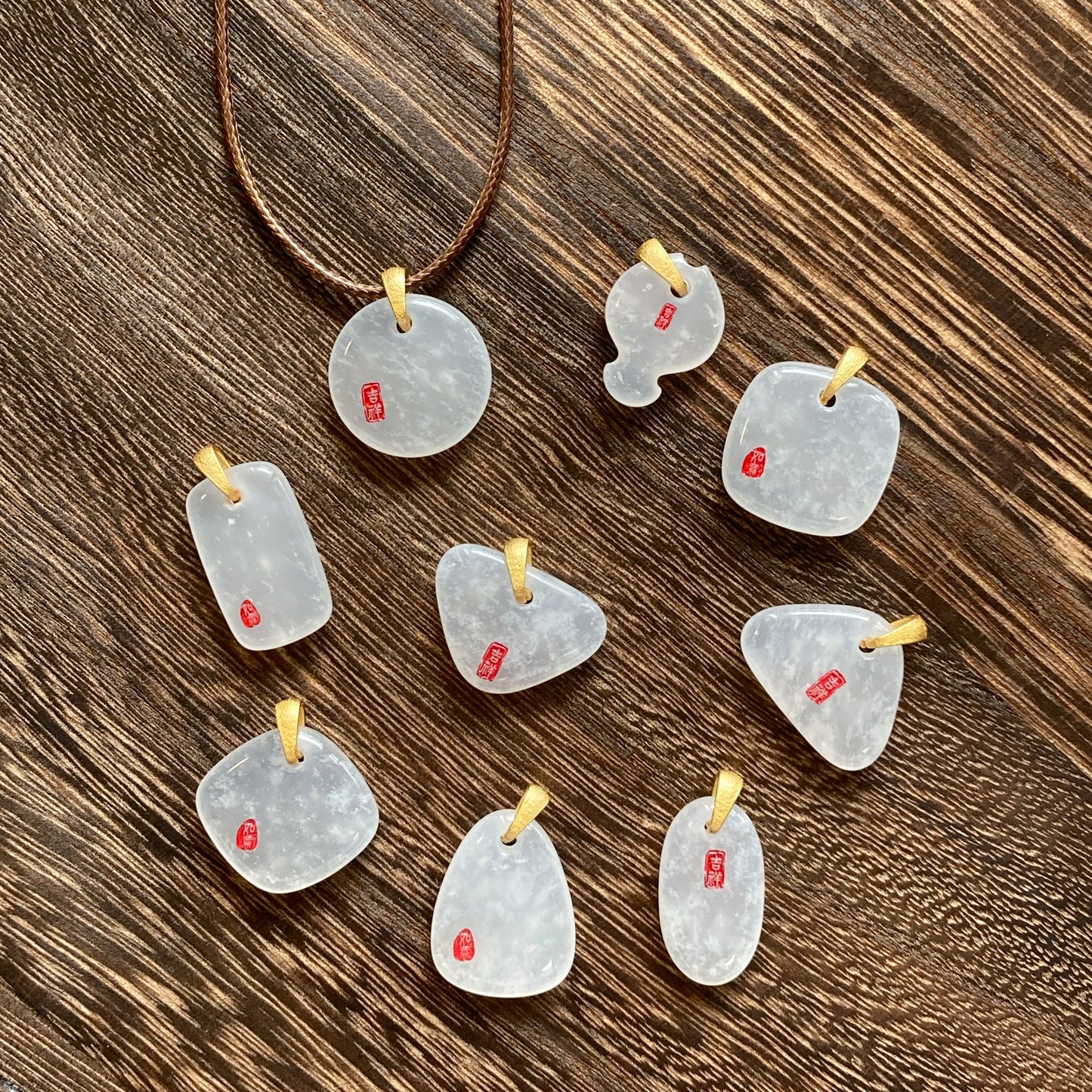 Natural Jade Freeform Pendant – Classic Chinese Peace Talisman – Healing Energy Necklace