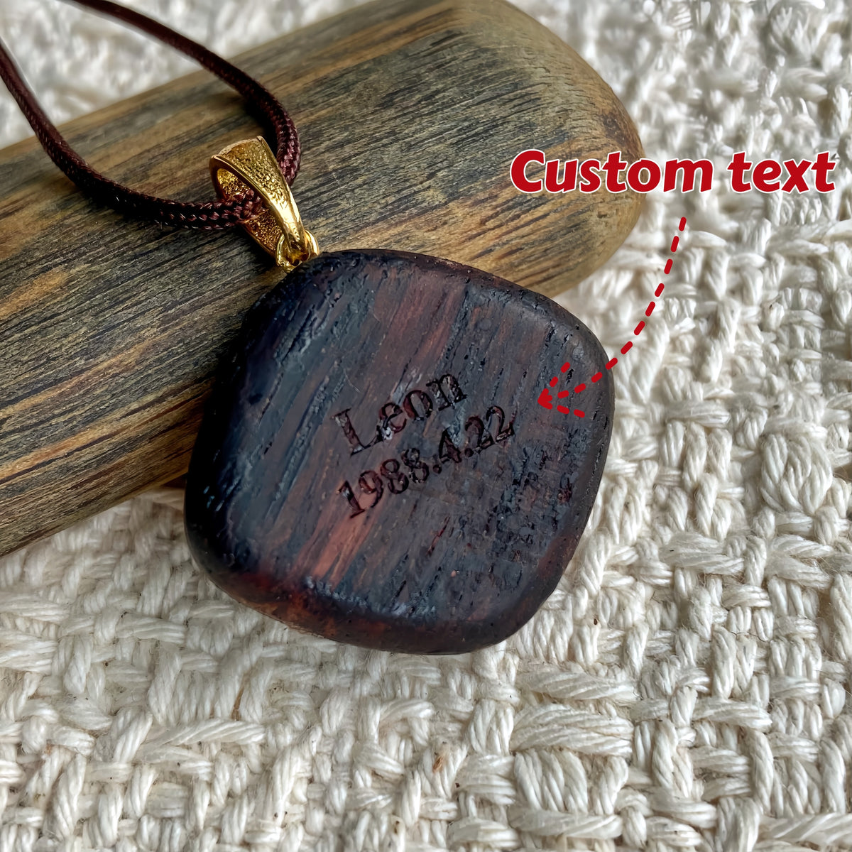 Wood Tiger Zodiac Necklace – Gold Plated Birth Animal Pendant – Custom Engraved