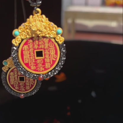 Copper Shan Gui Coin Pendant | Prosperity Charm, Feng Shui Jewelry (Adjustable Cord)